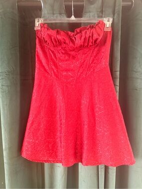 Princess Polly Strapless Red Jacquard Mini Dress